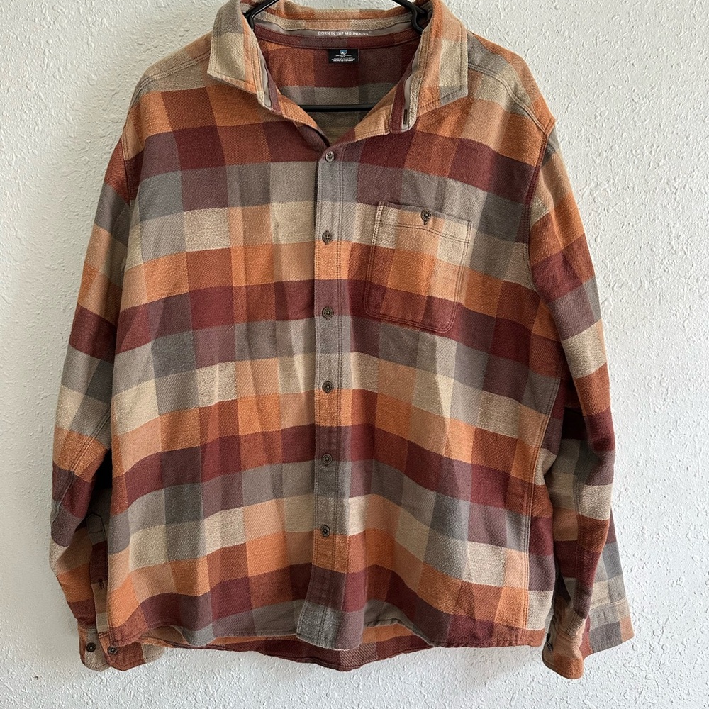 Plaid Men's shirt in Brown and Orange